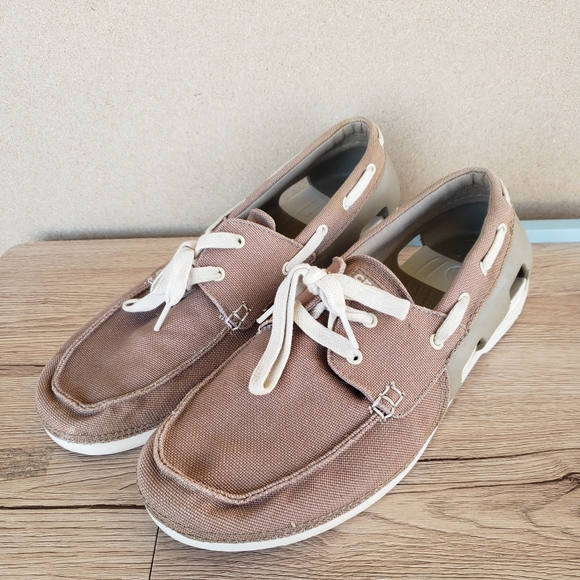 crocs canvas boat shoes